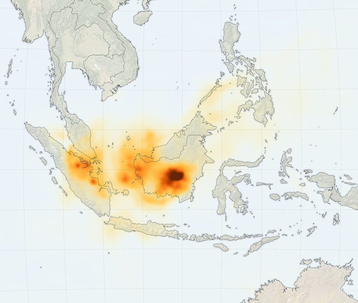 Peta arsip karbon organik hasil model GEOS-FP untuk 17 September 2019, contoh visual yang perlu dibaca tanggal dan metodenya